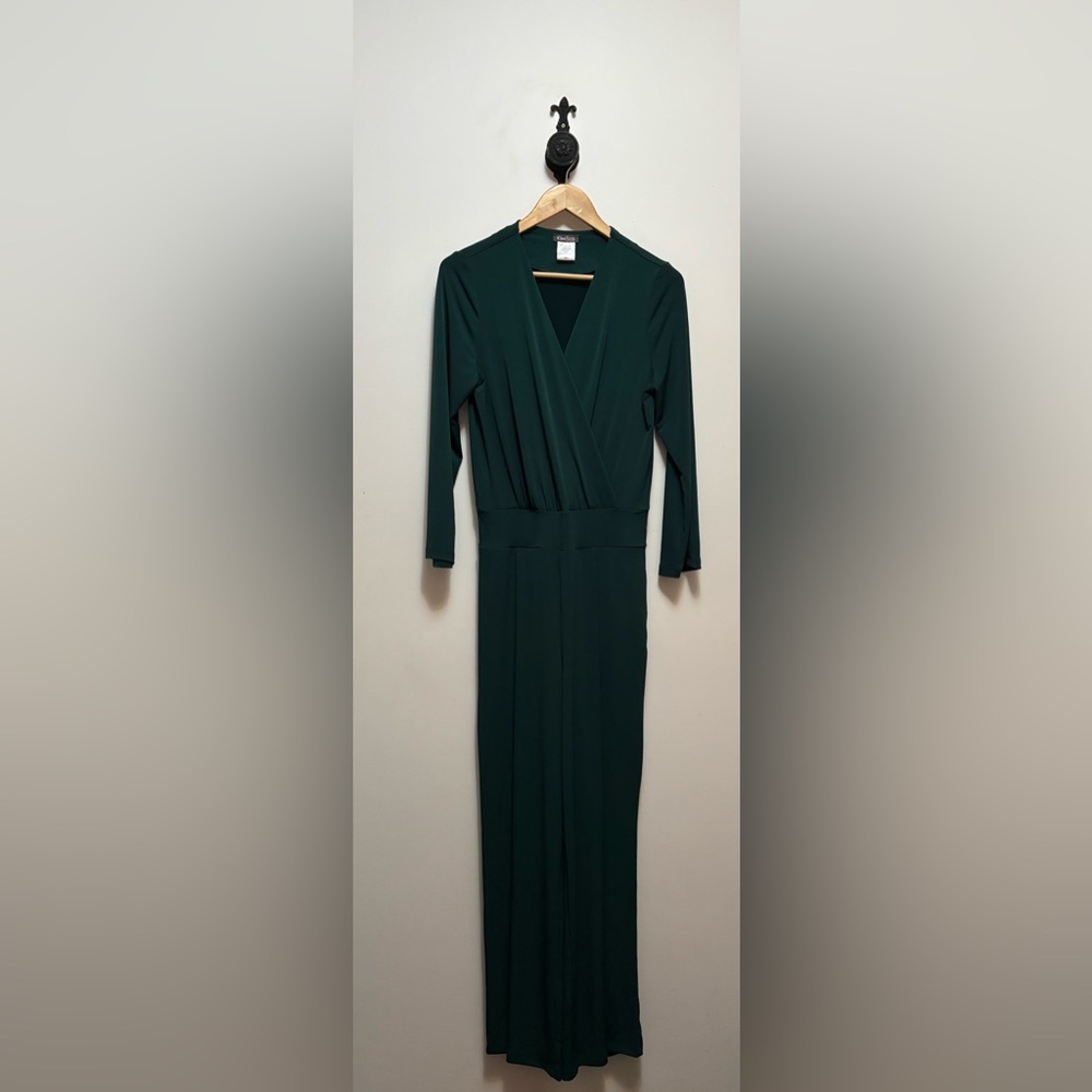 Women's Deep Green Long Sleeve Wrap Maxi Dress